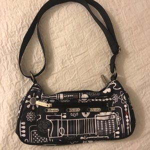 Lesportsac small printed black and white handbag